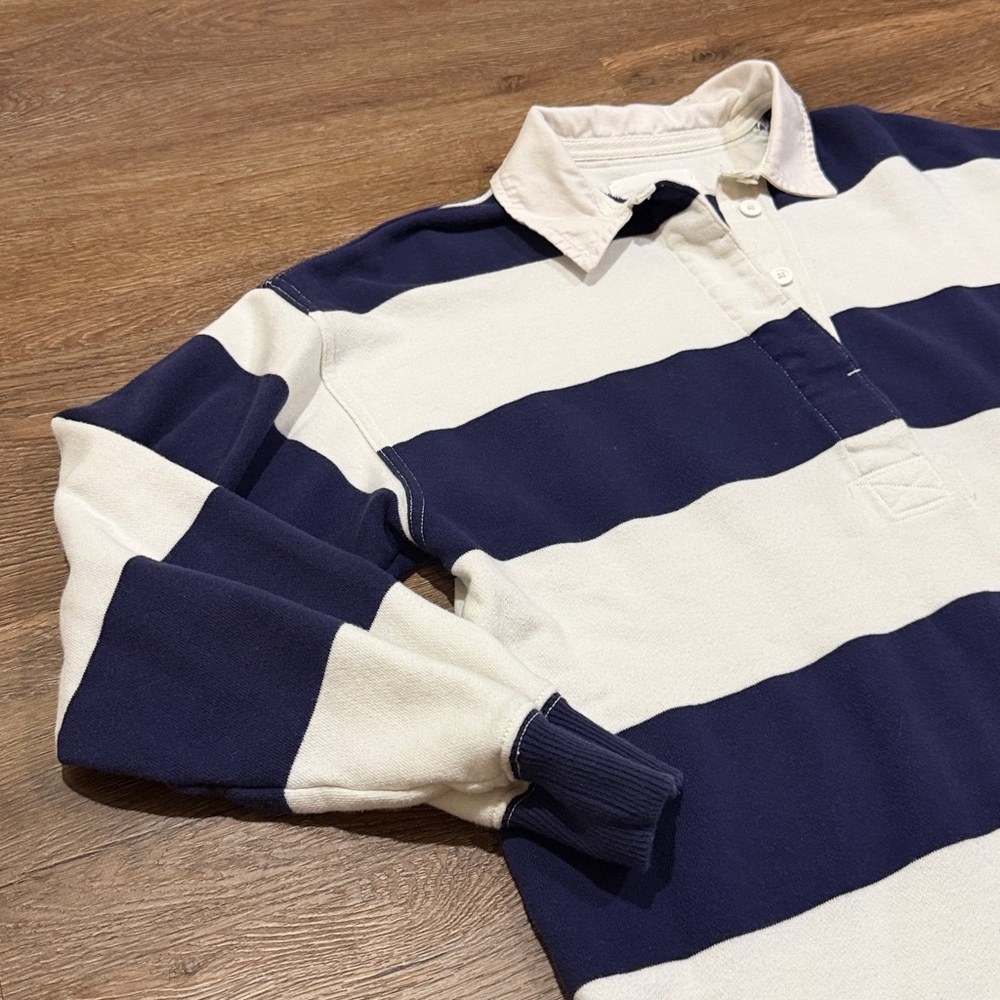 Aerie Navy and White Striped Rugby Polo - Picture 4 of 8